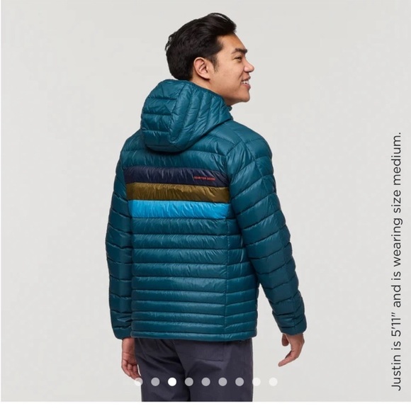 Cotopaxi Men’s XXL Fuego Hooded Down Puffer Jacket Blue Abyss Stripes NWT - Picture 8 of 15